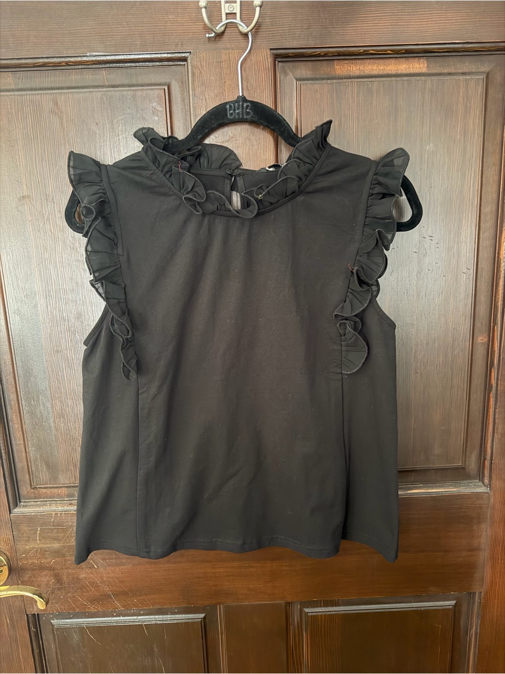 Black Ruffle-Trim Sleeveless Camisole